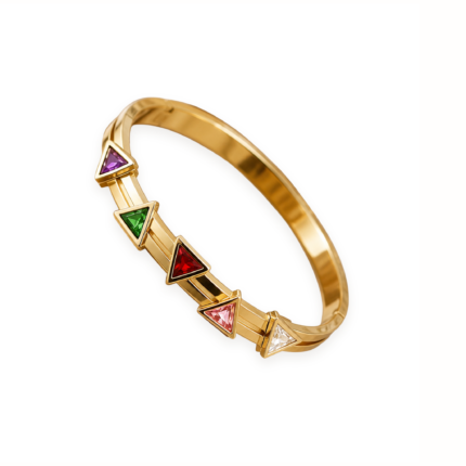 ANVOR multicolour bangle with five triangular purple, green, red, pink and clear details