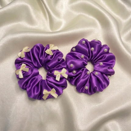 ANVOR large satin hair scrunchies set of 2 in four colour variations