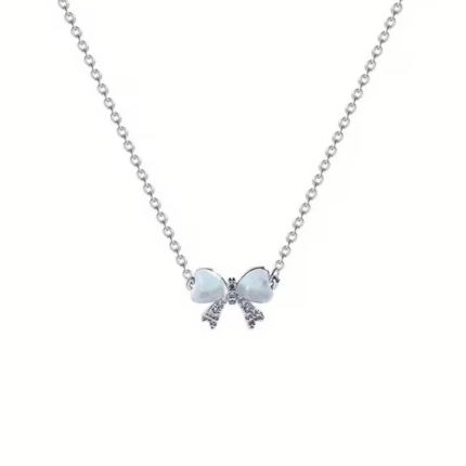 Elegant Opal Bowknot Necklace for Women