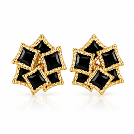 Elegant Black Drip Oil Geometric Stud Earrings